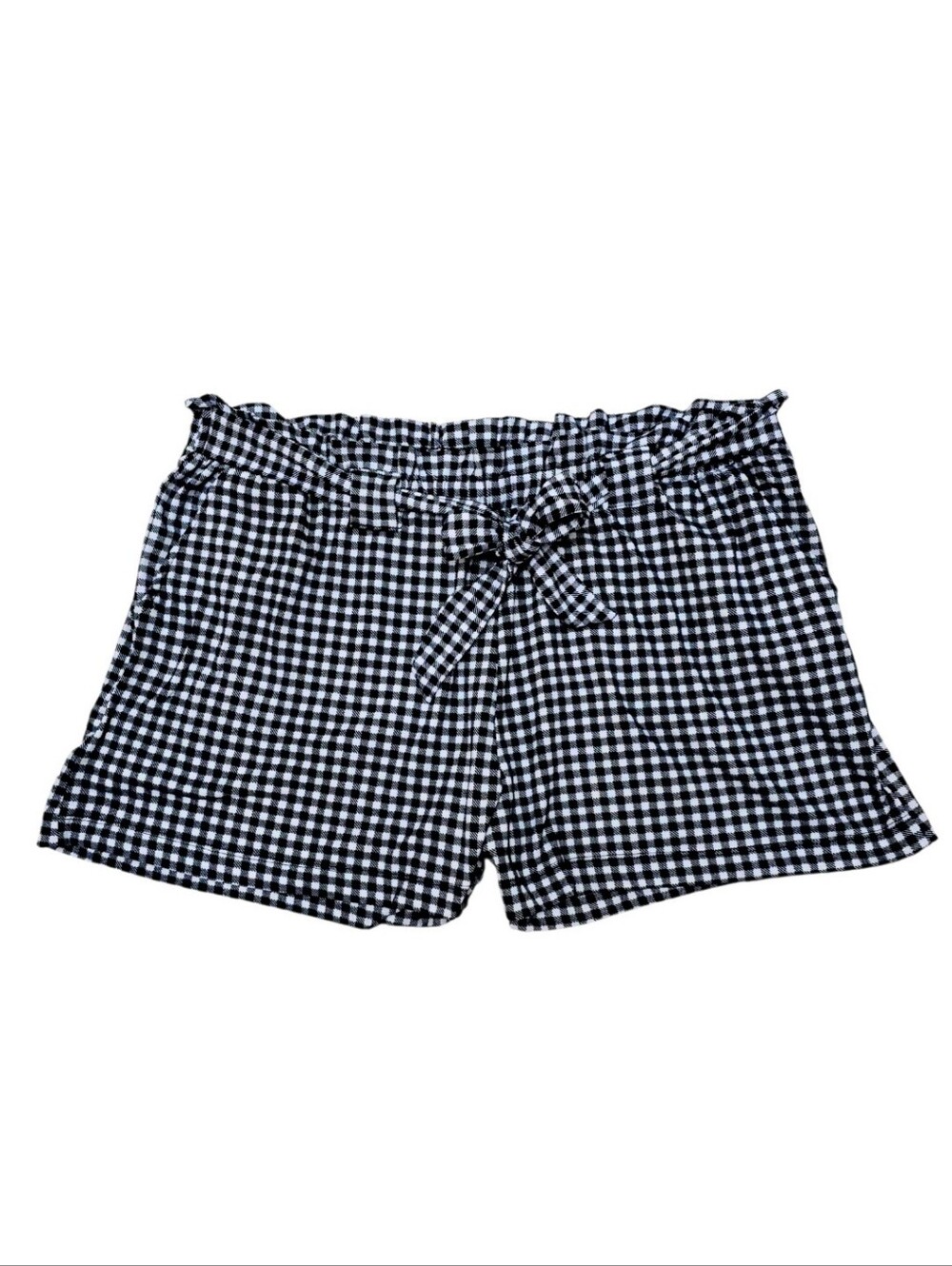 Black White Gingham XL Checkered Paperbag Shorts Jolie & Joy by FCT with Love